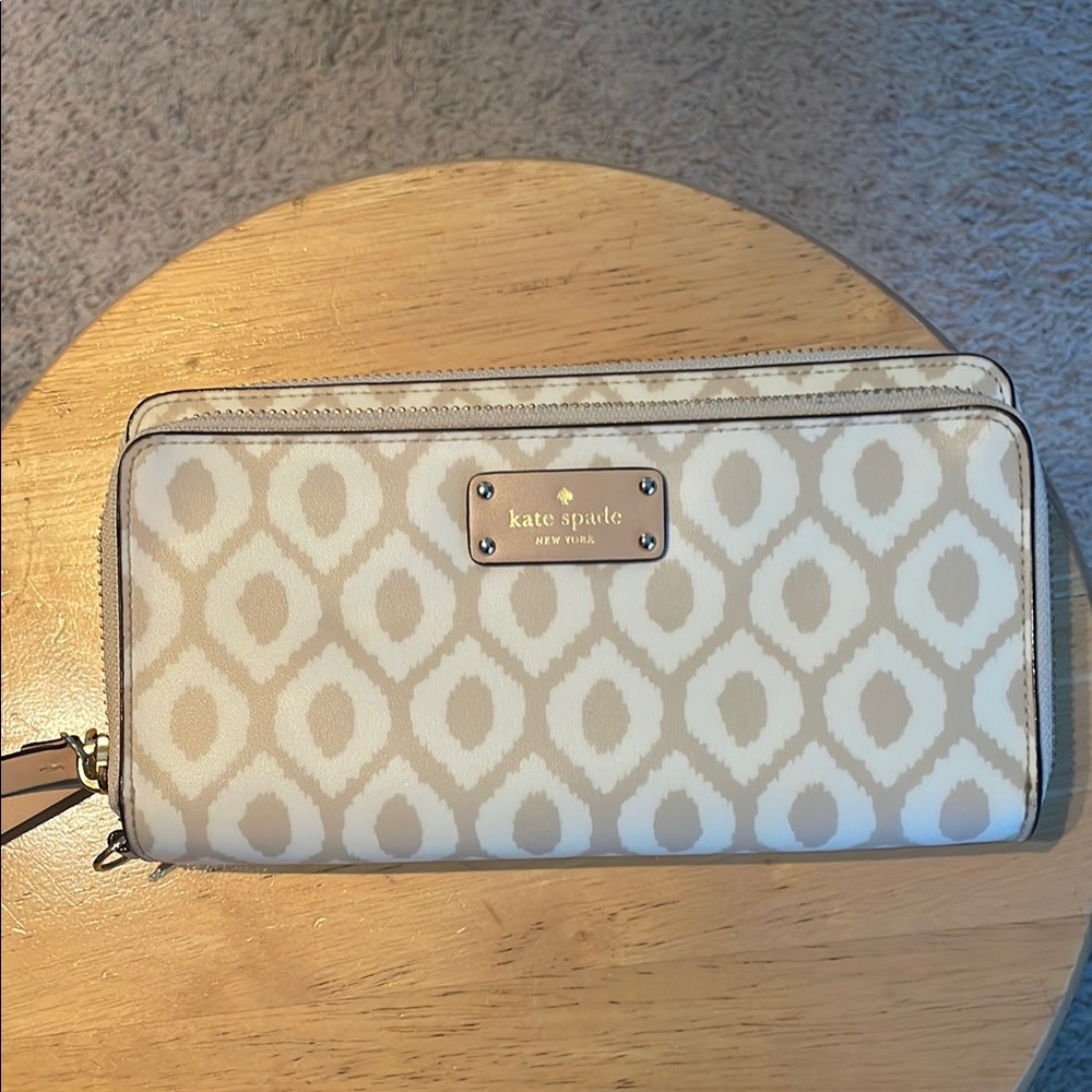 Kate Spade Cream and Tan double Zip-Around Wallet